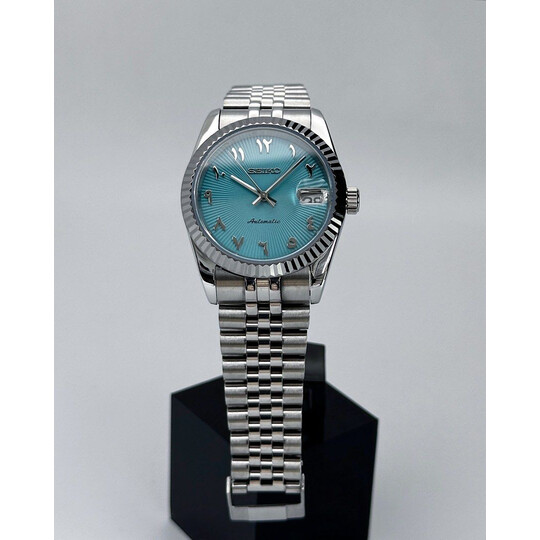 Custom Seiko Mod • Turquoise Green Fluted Arabic DateJust • 36mm